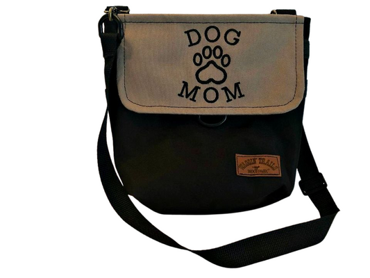 WoofPack Dog Walking Accessory Bag - Black/Tan "Dog Mom"