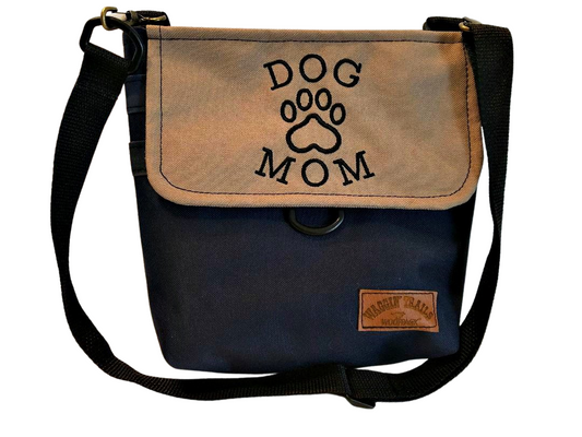 WoofPack Dog Walking Accessory Bag - Navy/Tan "Dog Mom"