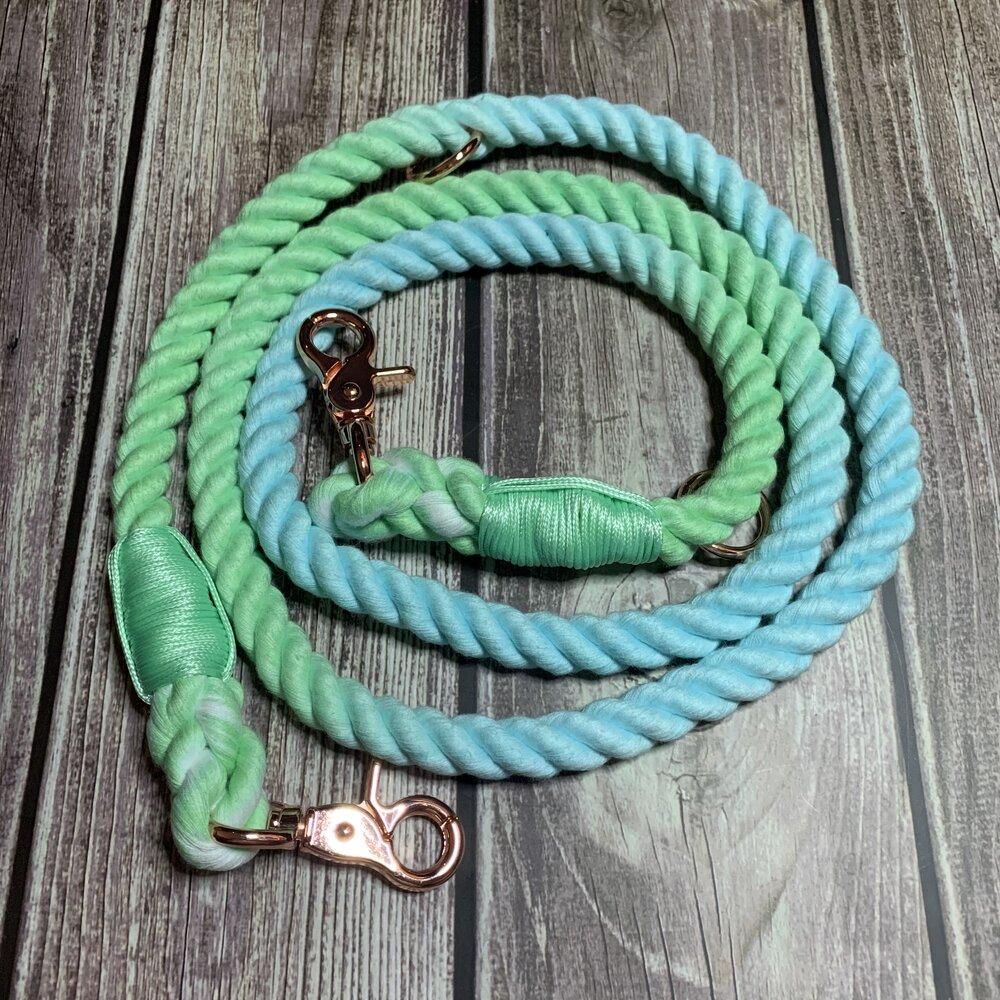 Aqua Marine Ombre Adjustable Rope Leash